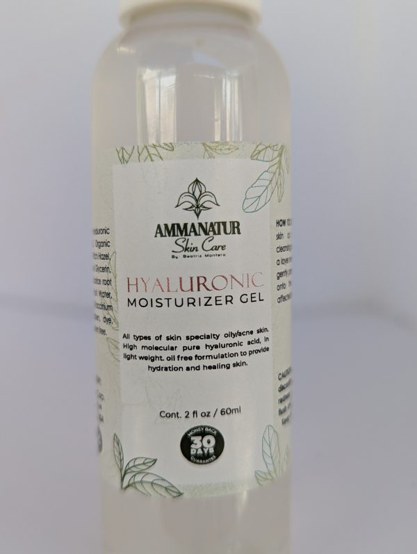 Hyaluronic Moisturizer  Gel 2 oz. All types of skin specialty oily/acne skin. High molecular pure hyaluronic acid, in light weight. oil free formulation to provide hydration and healing skin.