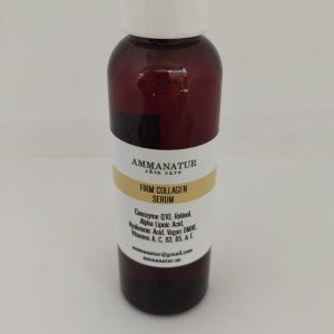Firm Collagen Facial Serum 2 oz.  An excellent age-defying serum with powerful Coenzyme Q10, DMAE, vitamins, and AHAs for ultimate nourishment.